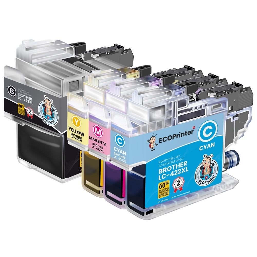 Pack de 4 cartouches ECOPrinter équivalent à Brother LC-422XL