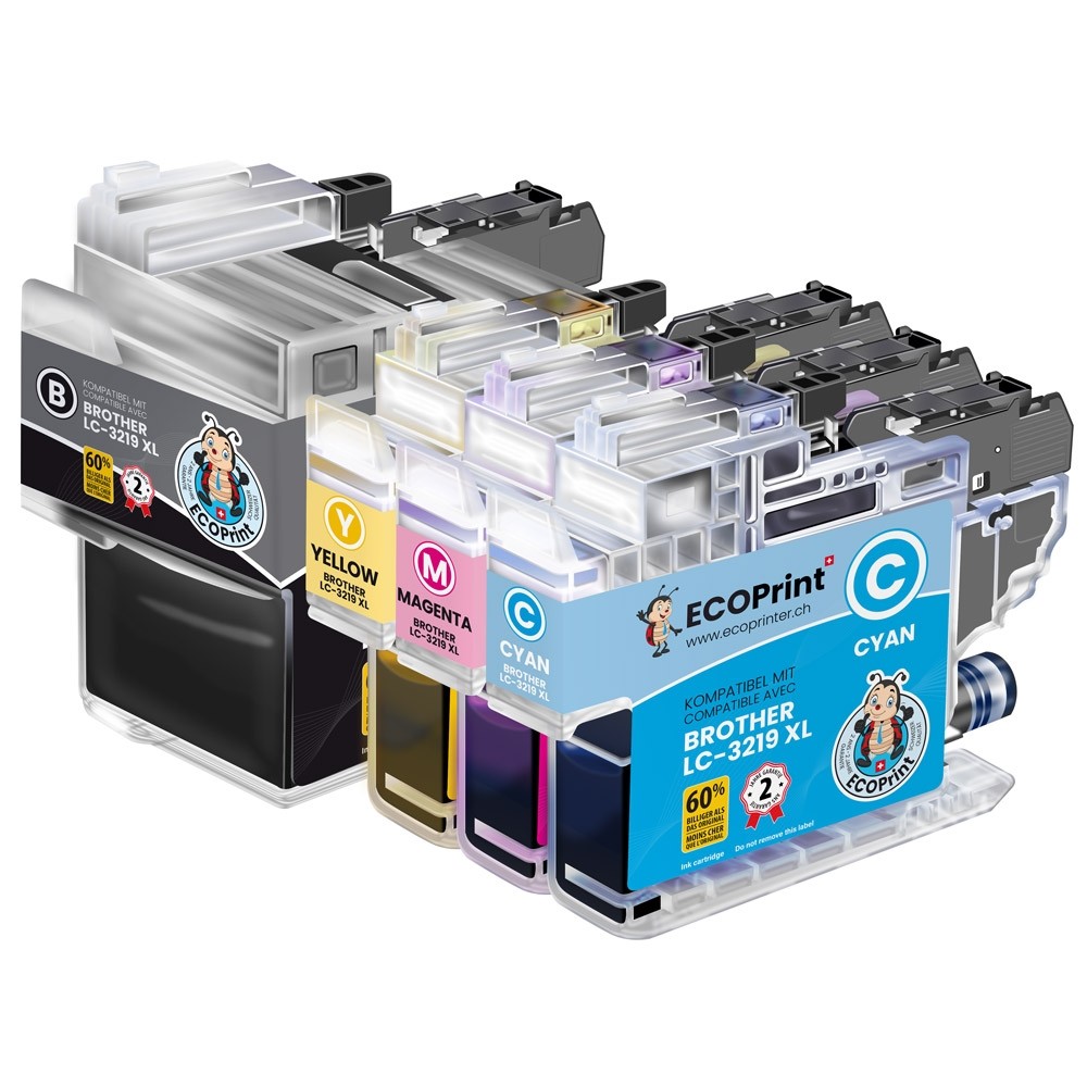 Pack de 4 cartouches ECOPrinter Brother LC-3217 - LC-3219