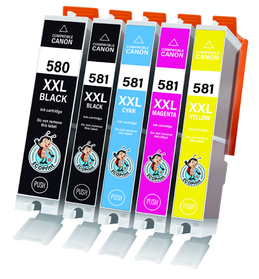 Pack de 5 cartouches ECOPrinter équivalent à Canon PGI-580 XXL / CLI-581 XXL