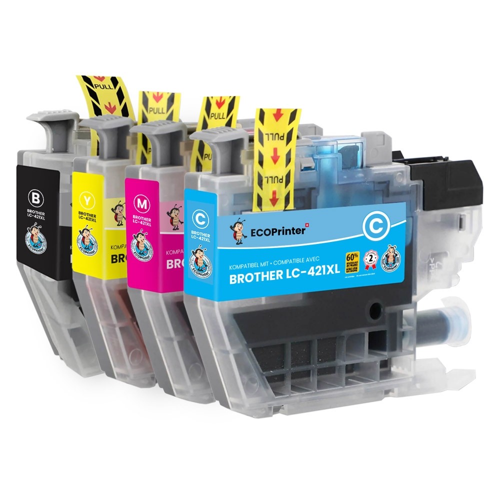 Pack de 4 cartouches ECOPrinter équivalent à Brother LC-421XL