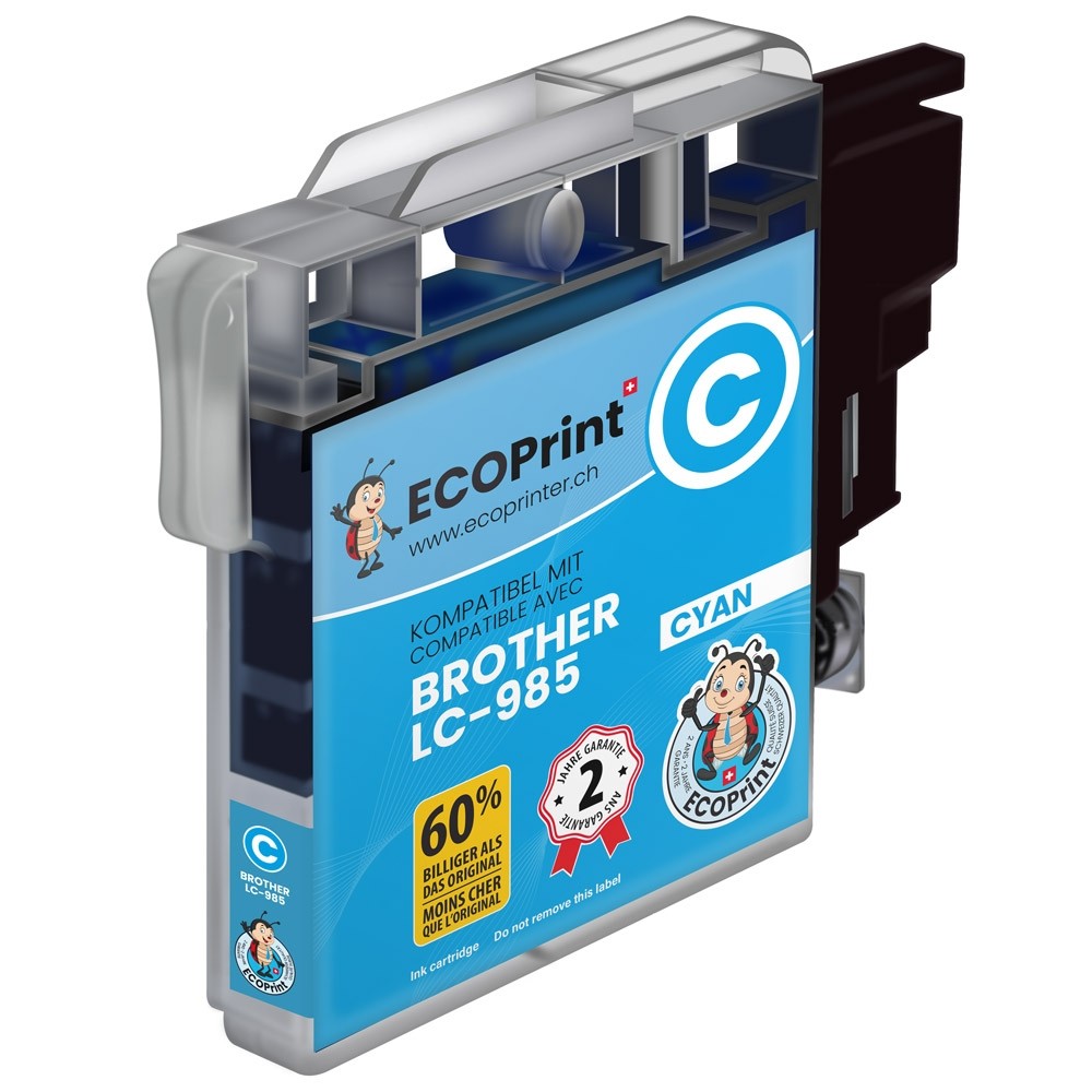 Cartouche ECOPrinter équivalent à Brother LC-985 Cyan (C)	