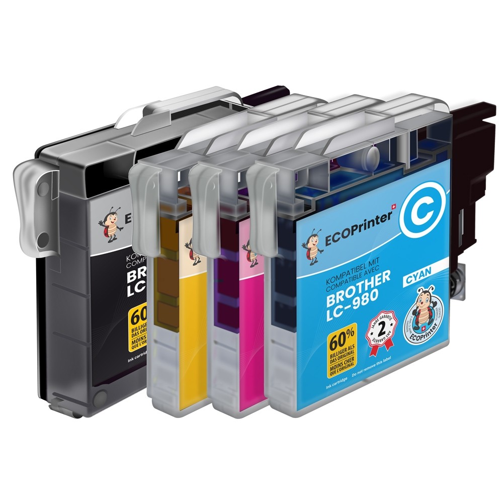 Pack de 4 cartouches ECOPrinter Brother LC-980