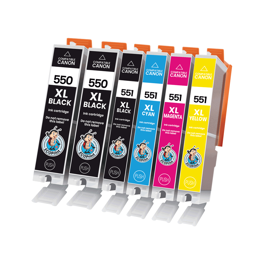 Pack de 6 cartouches ECOPrinter équivalent à Canon PGI-550 XL / CLI-551 XL