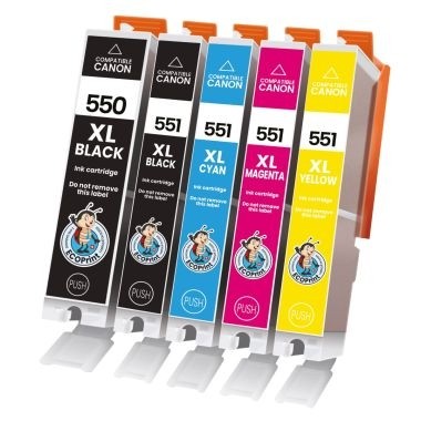 Pack de 5 cartouches ECOPrinter équivalent à Canon PGI-550 XL / CLI-551 XL