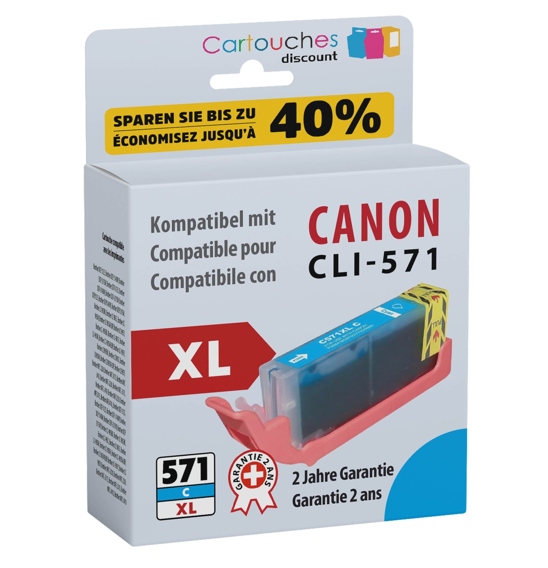 Cartouche compatible Canon CLI-571 XL / Cyan
