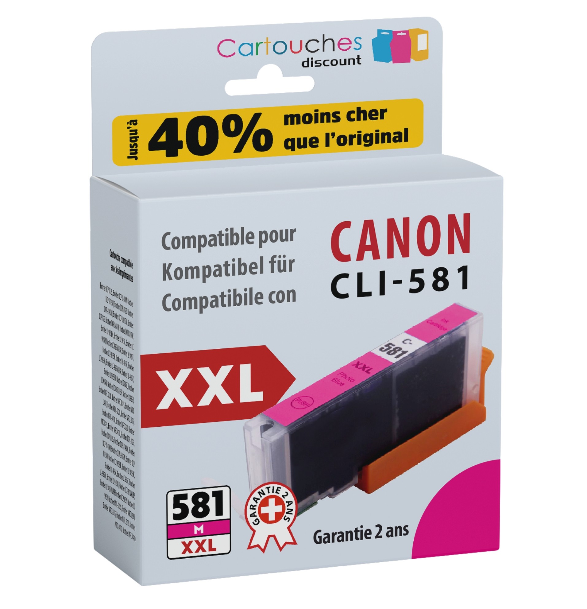 Cartouches d'encre - Cartouche compatible Canon CLI-581 XXL / Magenta -  Consommables HP CANON BROTHER