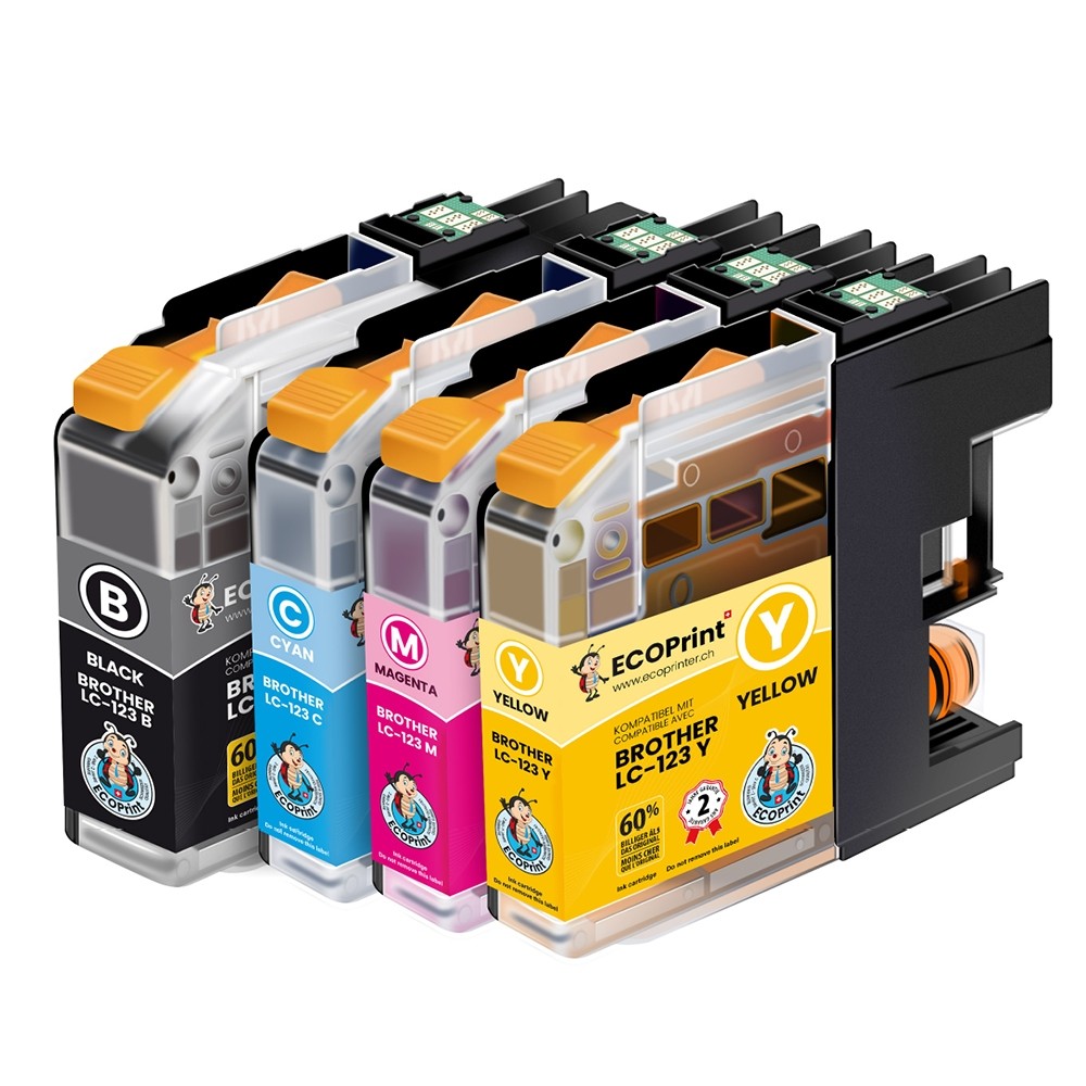 Pack de 4 cartouches ECOPrinter équivalent à Brother LC-123