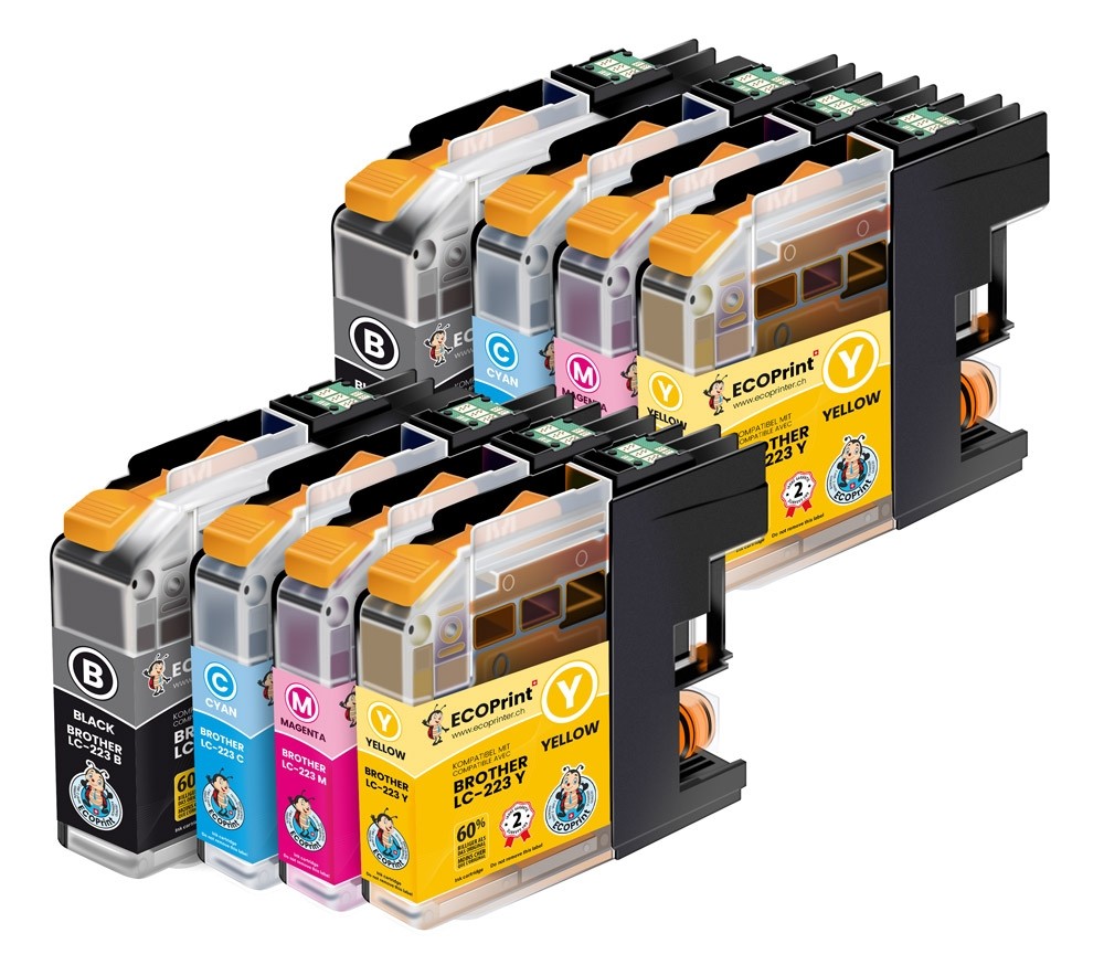 Pack de 8 cartouches ECOPrinter équivalent à Brother LC-223
