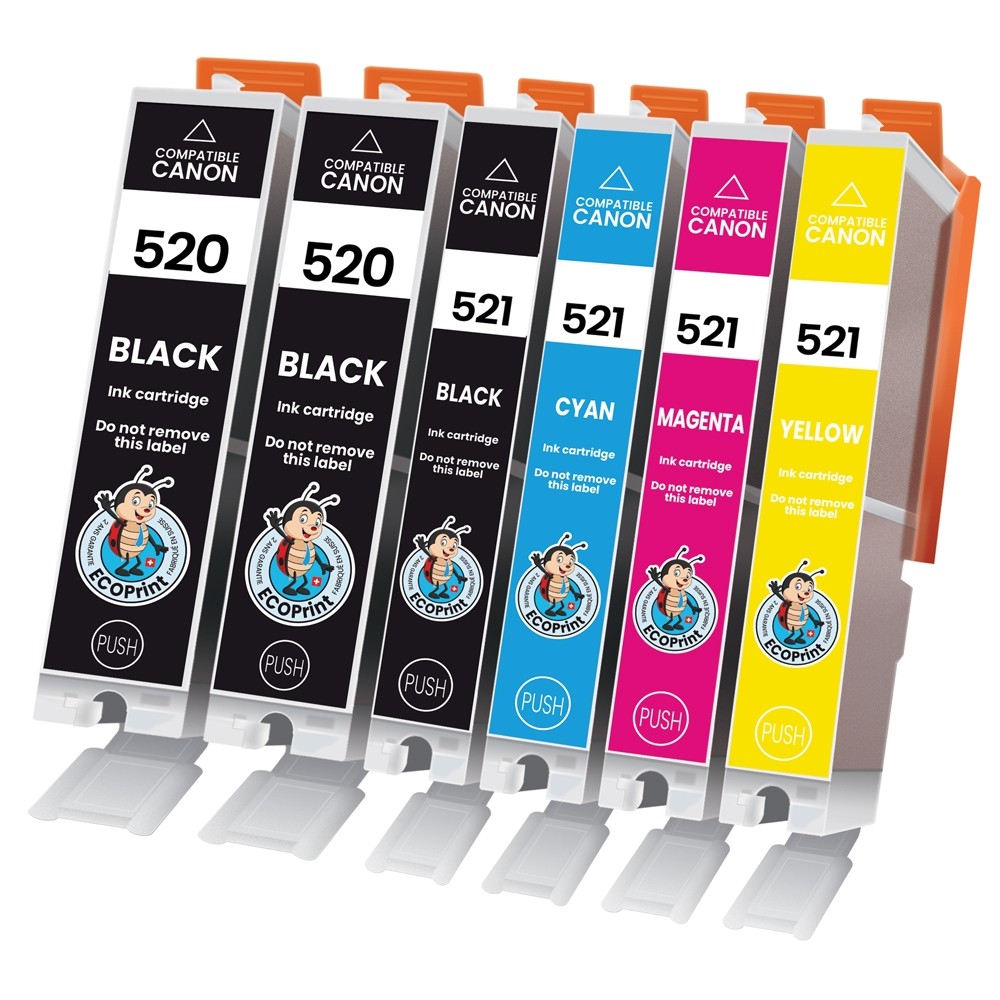 Pack de 6 cartouches ECOPrinter équivalent à Canon PGI-520 / CLI-521