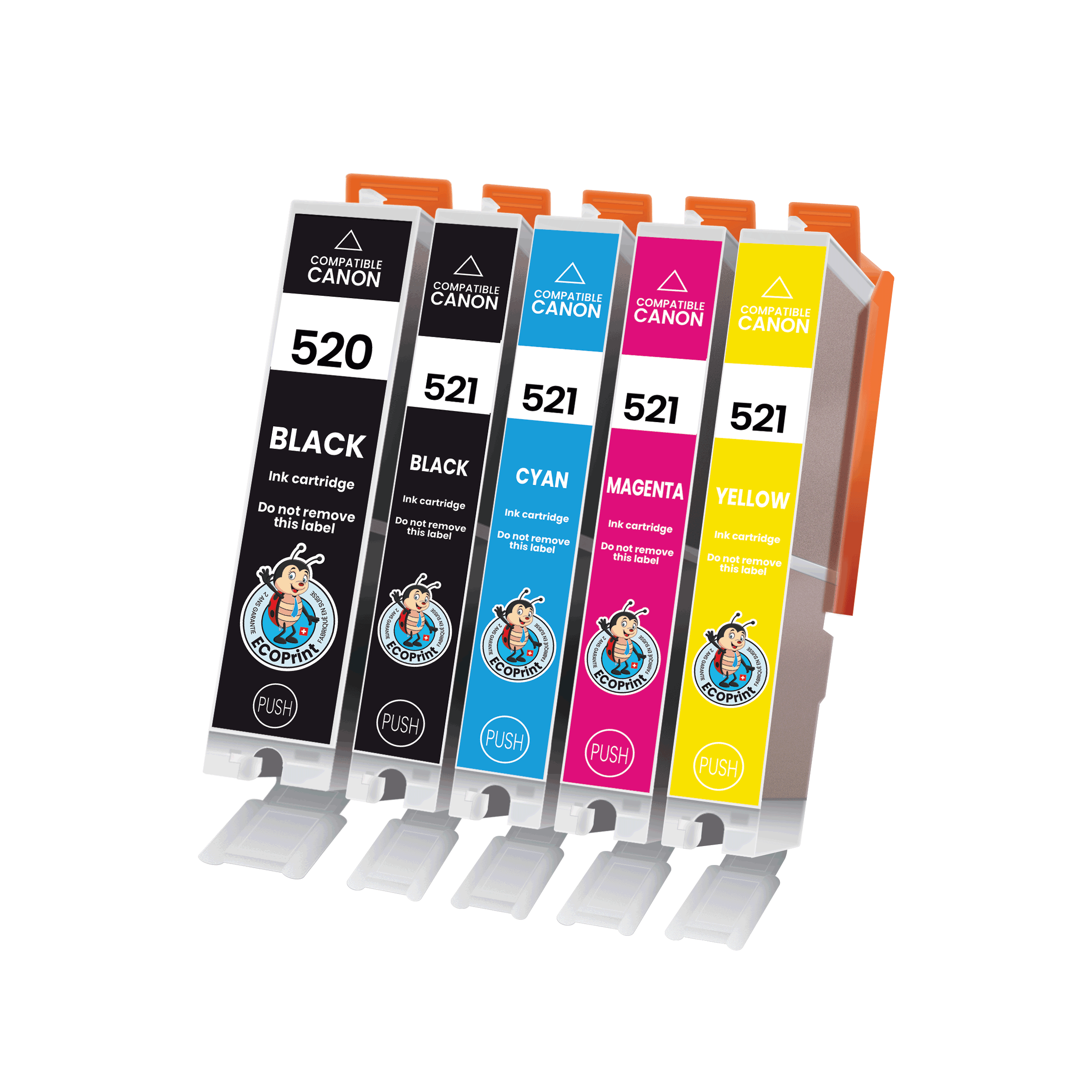 Pack de 5 cartouches ECOPrinter équivalent à Canon PGI-520 / CLI-521