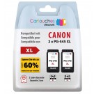 Pack 2 cartouches rechargées Canon PG-545XL NOIR / Rechargé