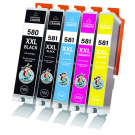 Pack de 5 cartouches ECOPrinter équivalent à Canon PGI-580 XXL / CLI-581 XXL