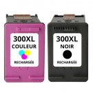 Cartouche rechargée HP 300XL /  PACK 1 cartouche noir et 1 cartouche couleur / Rechargé